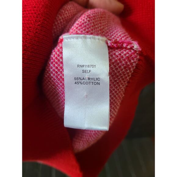 KARLIE Pink & Red Cheetah puff sleeved sweater size small - Picture 4 of 6